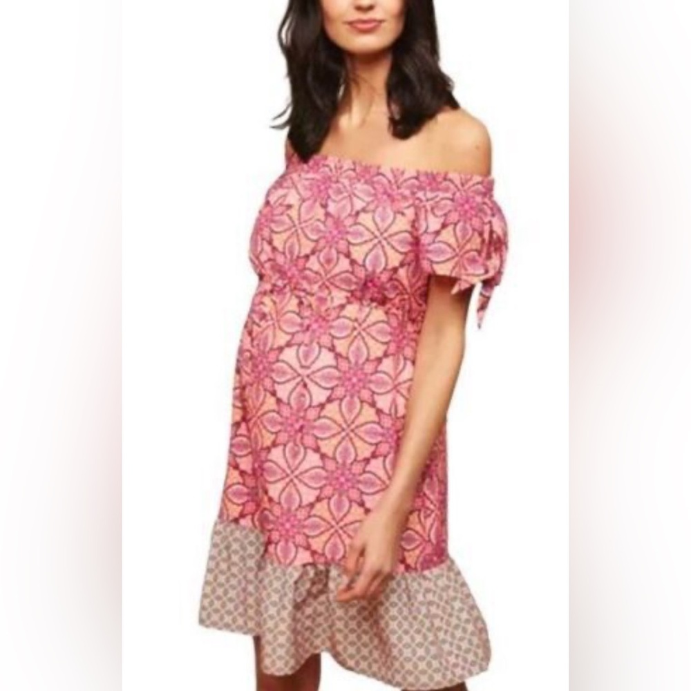 Motherhood  Maternity Pink Floral Off-Shoulder Dress size small